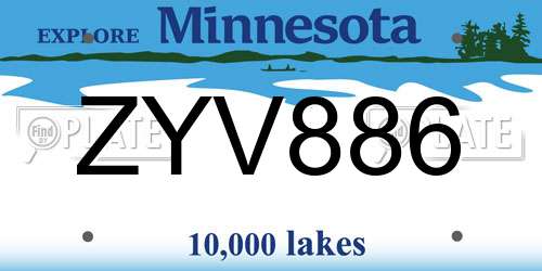 ZYV886 Minnesota License Plate