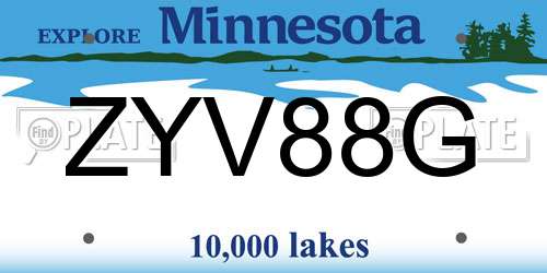 ZYV88G Minnesota License Plate