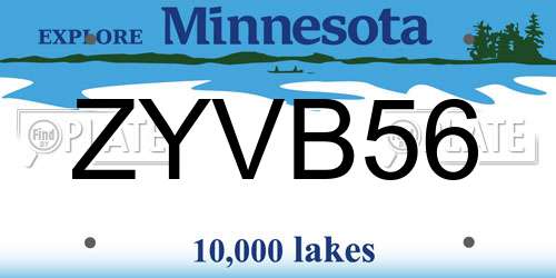 ZYVB56 Minnesota License Plate