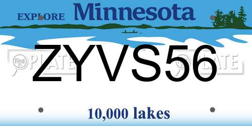 ZYVS56 Minnesota License Plate