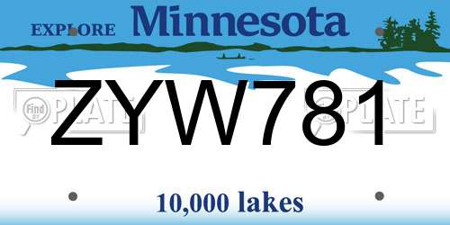 ZYW781 Minnesota License Plate