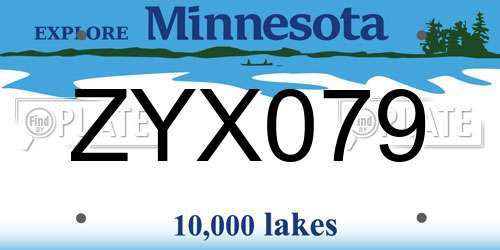 ZYX079 Minnesota License Plate