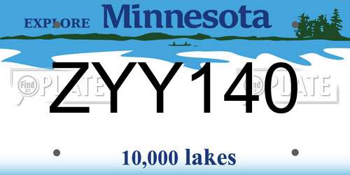 ZYY140 Minnesota License Plate