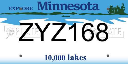 ZYZ168 Minnesota License Plate