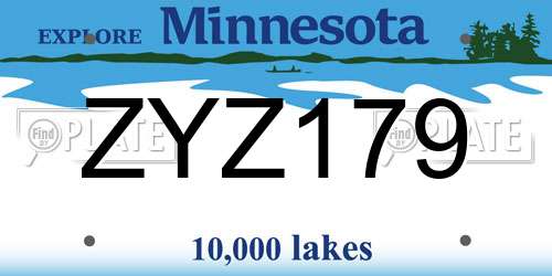ZYZ179 Minnesota License Plate