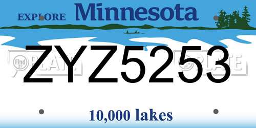 ZYZ5253 Minnesota License Plate