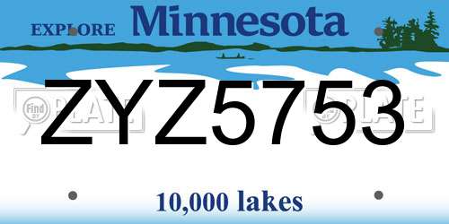 ZYZ5753 Minnesota License Plate