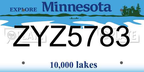 ZYZ5783 Minnesota License Plate