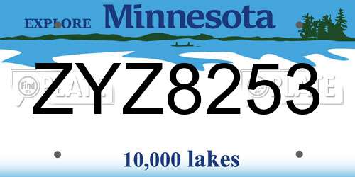 ZYZ8253 Minnesota License Plate
