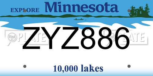 ZYZ886 Minnesota License Plate