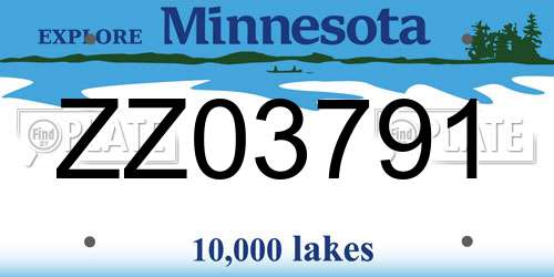 ZZ03791 Minnesota License Plate