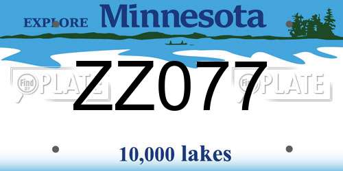 ZZ077 Minnesota License Plate