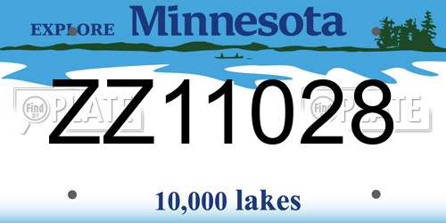 ZZ11028 Minnesota License Plate