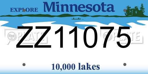 ZZ11075 Minnesota License Plate
