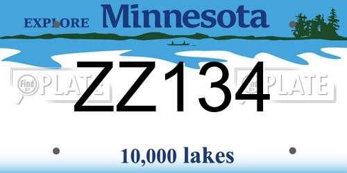 ZZ134 Minnesota License Plate