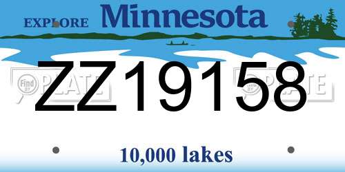 ZZ19158 Minnesota License Plate