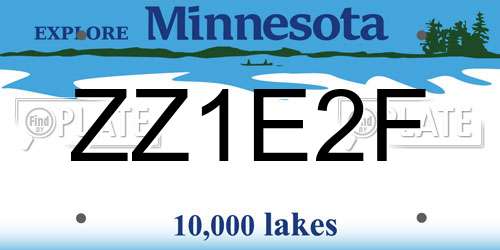 ZZ1E2F Minnesota License Plate