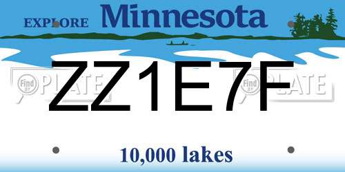 ZZ1E7F Minnesota License Plate