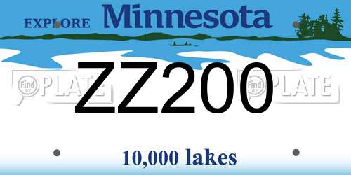 ZZ200 Minnesota License Plate