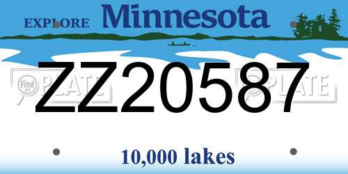 ZZ20587 Minnesota License Plate