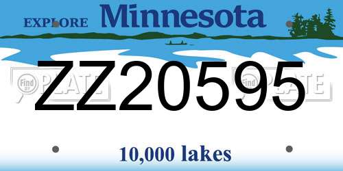 ZZ20595 Minnesota License Plate