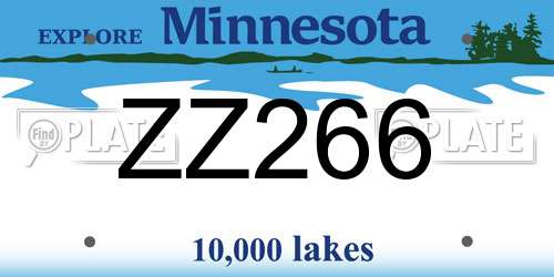 ZZ266 Minnesota License Plate