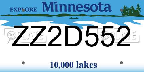 ZZ2D552 Minnesota License Plate