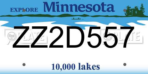 ZZ2D557 Minnesota License Plate
