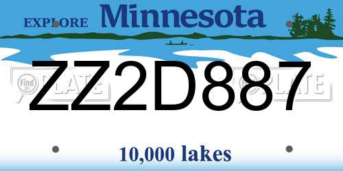 ZZ2D887 Minnesota License Plate