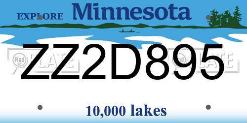 ZZ2D895 Minnesota License Plate