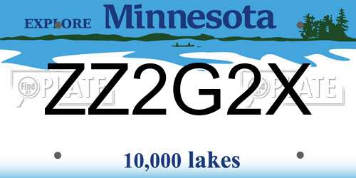 ZZ2G2X Minnesota License Plate