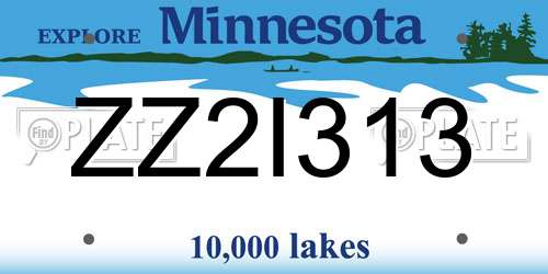 ZZ2I313 Minnesota License Plate