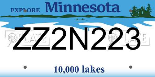 ZZ2N223 Minnesota License Plate
