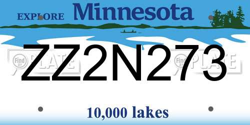 ZZ2N273 Minnesota License Plate