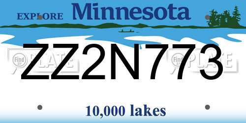 ZZ2N773 Minnesota License Plate