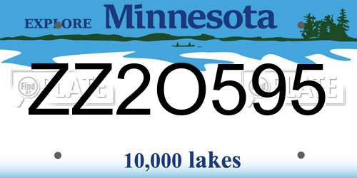 ZZ2O595 Minnesota License Plate
