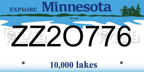 ZZ2O776 Minnesota License Plate