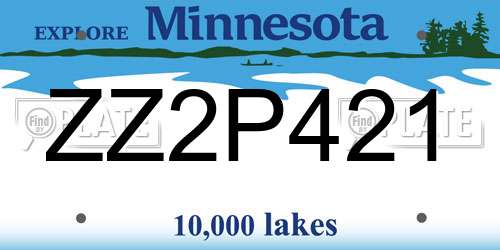 ZZ2P421 Minnesota License Plate