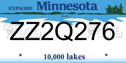 ZZ2Q276 Minnesota License Plate