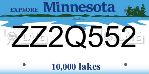 ZZ2Q552 Minnesota License Plate