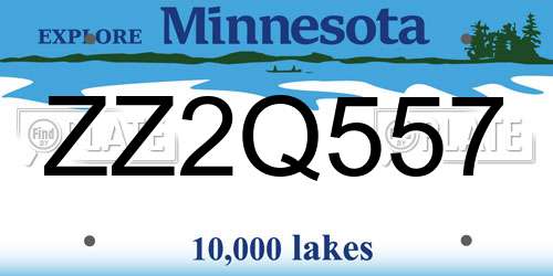 ZZ2Q557 Minnesota License Plate