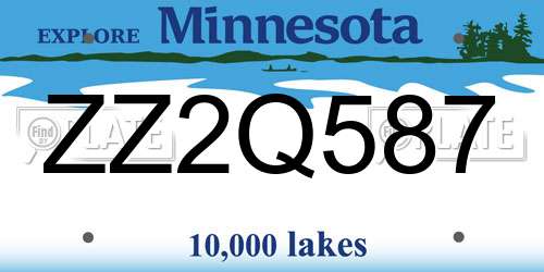 ZZ2Q587 Minnesota License Plate