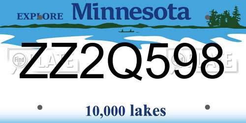 ZZ2Q598 Minnesota License Plate