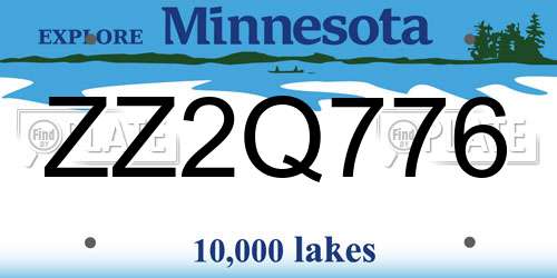 ZZ2Q776 Minnesota License Plate