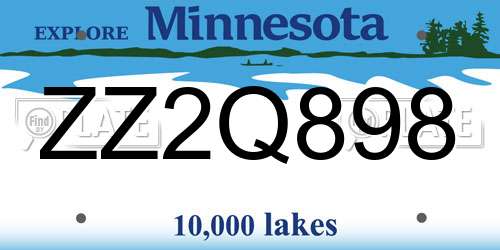 ZZ2Q898 Minnesota License Plate