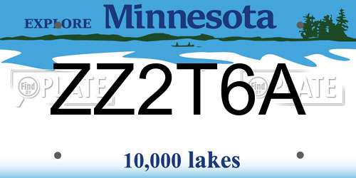 ZZ2T6A Minnesota License Plate