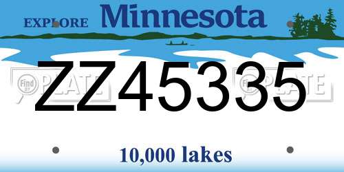 ZZ45335 Minnesota License Plate