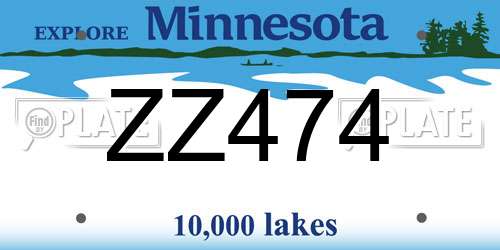 ZZ474 Minnesota License Plate