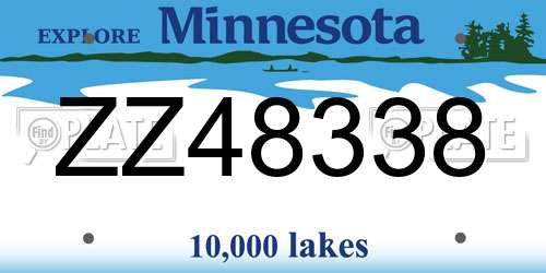 ZZ48338 Minnesota License Plate