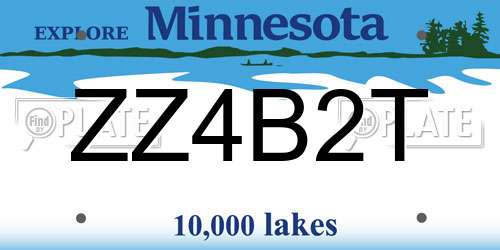 ZZ4B2T Minnesota License Plate